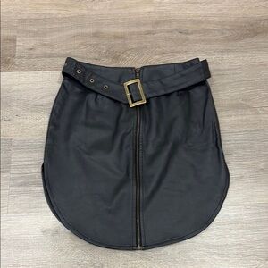 Faux Black Leather Skirt With belt